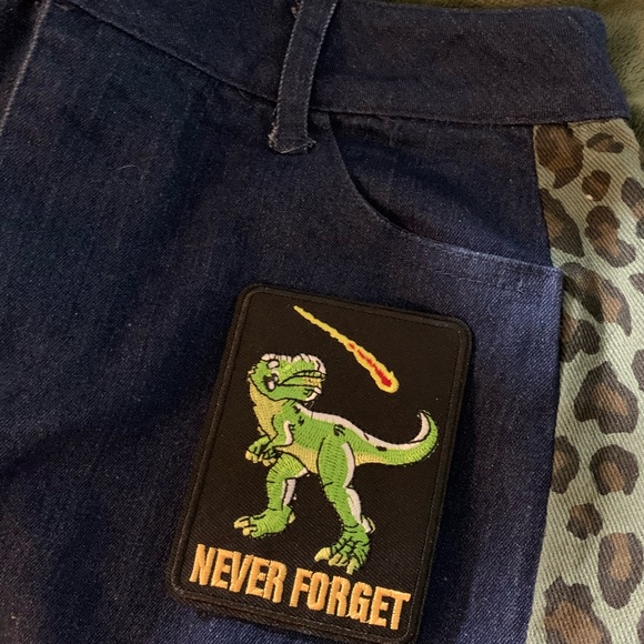 Leopard Side Panel w Patch Jean Skirt - Picture 9 of 9